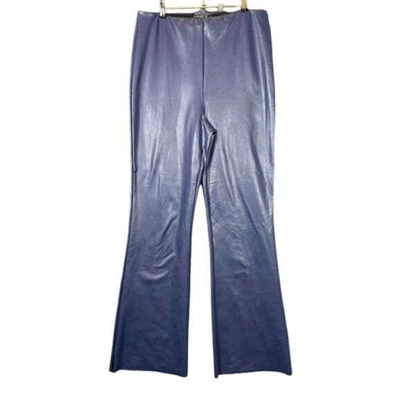 Bagatelle Collection Faux Leather Stretch Flare Leg Deep Blue Pants Size Large - Picture 1 of 11